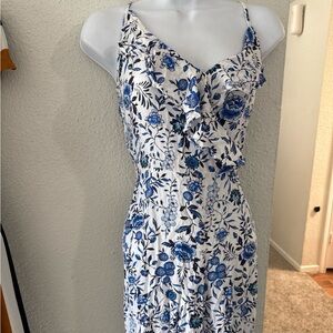 H&M Blue Floral Jumpsuit